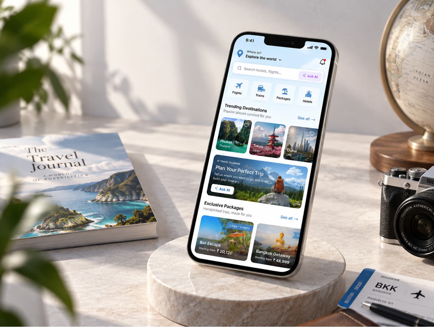 AI Travel Planner Showcase Mockup